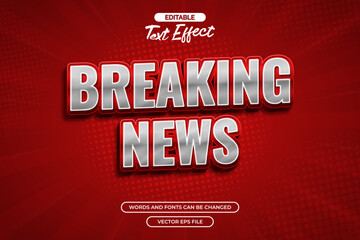 Fototapeta premium Breaking news editable text effect vector