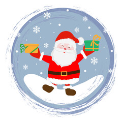 Card with cute Santa Claus. Colorful design for social media communication, networking, website badges, greeting cards, posters and more.