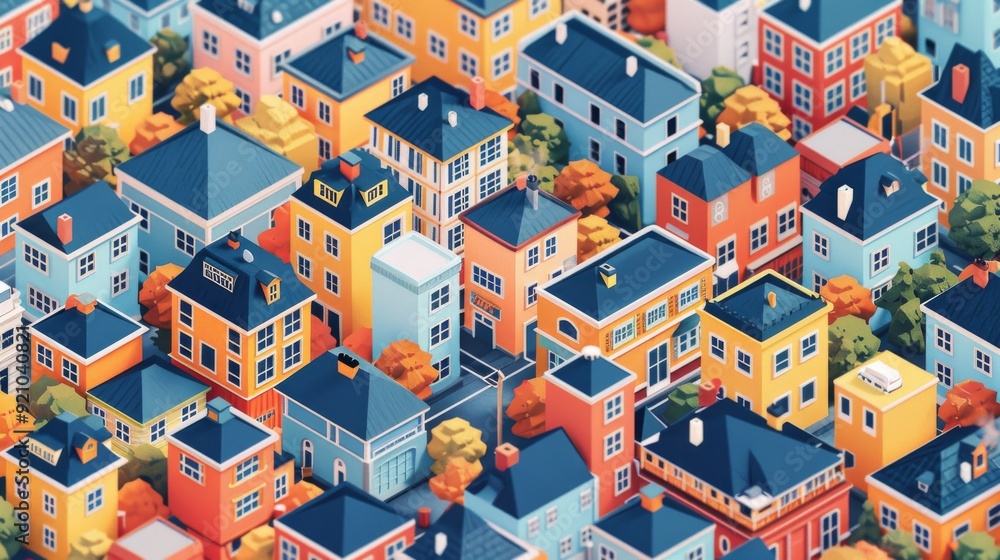 Poster a modern abstract look isometric minimalist architectural structures and a grid layout