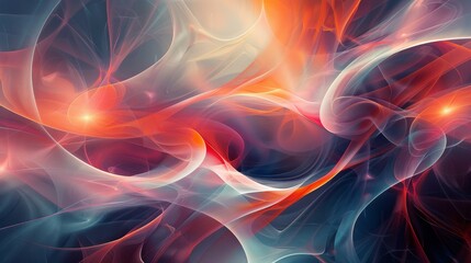 interconnected, dynamic shapes and patterns emerging from a central point illustrating the flow and expansion of abstract ideas and creative