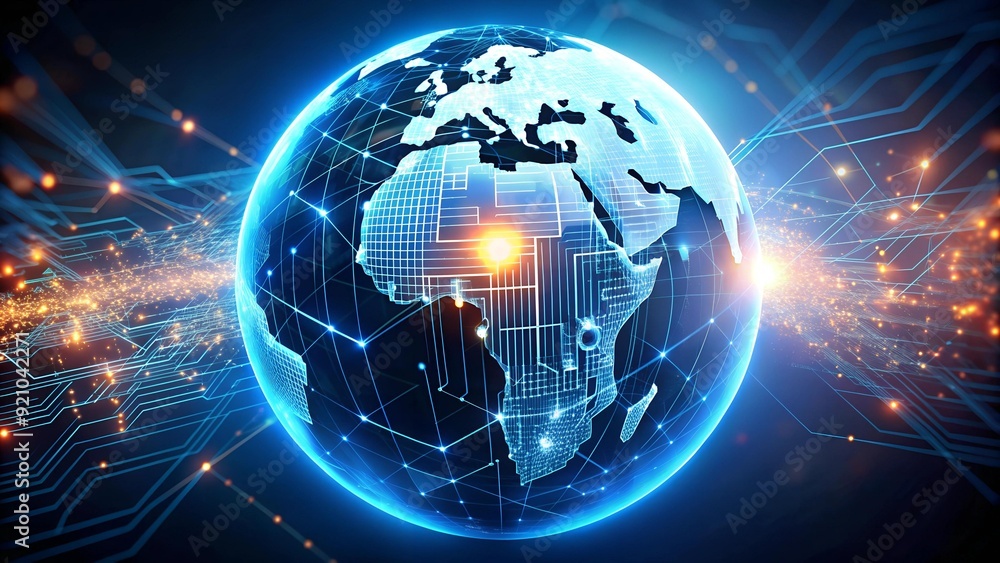 Poster a world embraced by artificial intelligence: a microchip illuminated by ai's potential ai generated