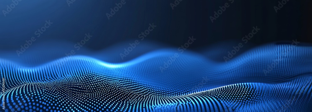 Poster an animated motion waving dots texture with glowing defocused particles. a technology digital wave b