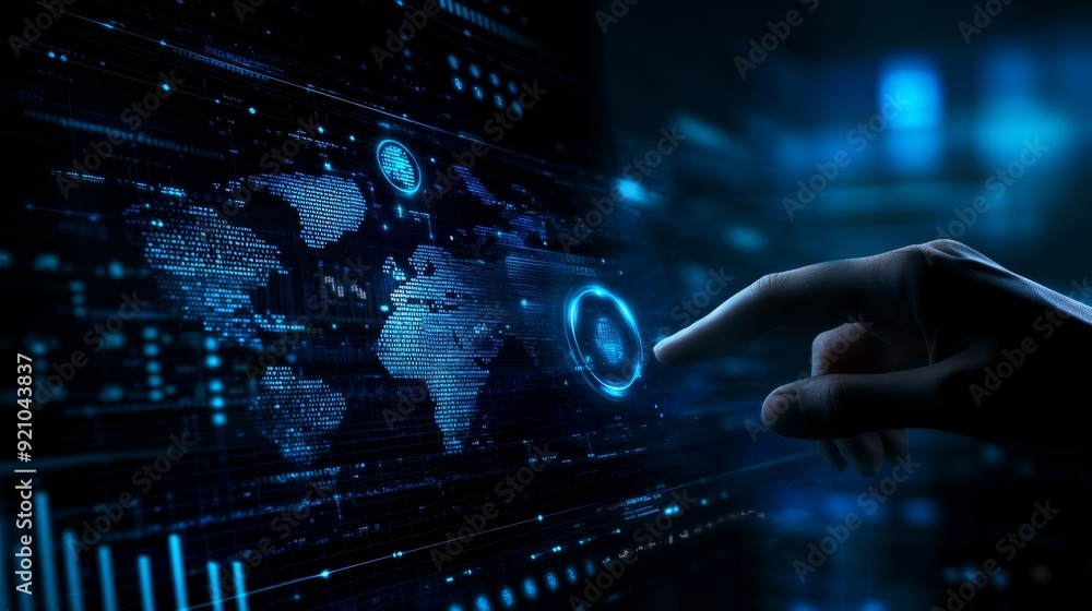 Poster financial data analysis dashboard. 3d render.