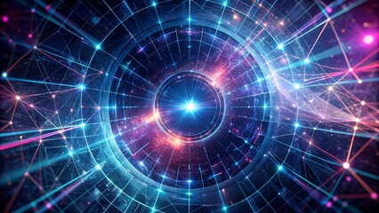 Obraz premium Cosmic Tapestry: A Symphony of Blue and Pink in the Ship's Core generative AI