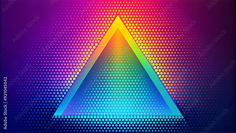 Poster abstract halftone triangle: vibrant gradient ai generated