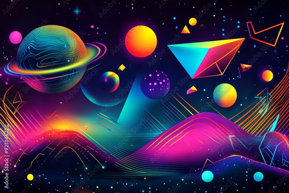 Poster metallic futuristic background with multiple colors. stock image