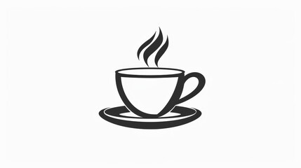 Obraz premium A simple illustration of a steaming coffee cup, isolated on white.