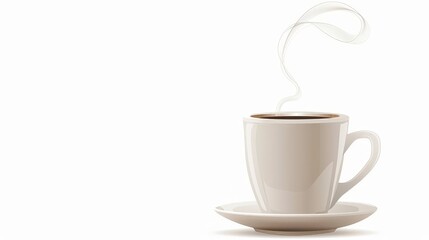 Obraz premium A simple illustration of a steaming coffee cup, isolated on white.