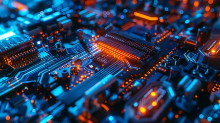 Obraz premium Abstract blue and silver futuristic technology concept