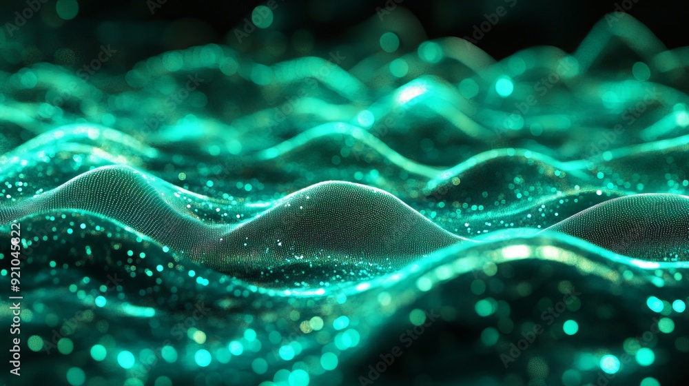 Poster 3d rendering of connected dots and lines on dark background. data technology background. abstract ba