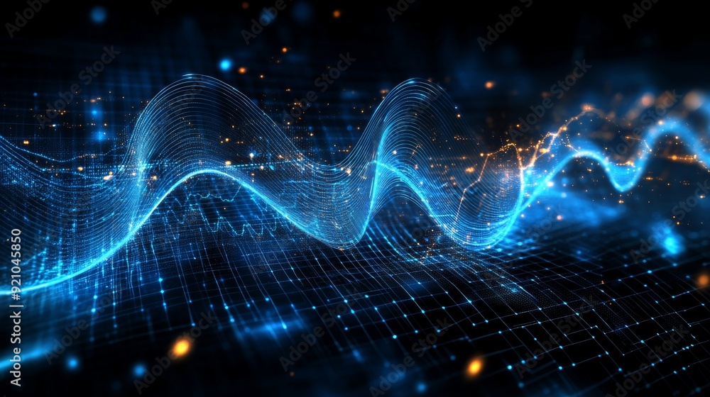 Poster binary code background in blue data technology