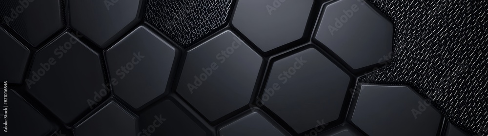 Poster abstract hexagonal geometric ultra wide background. lots of hexagon-shaped carbon fibers.