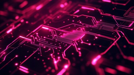 Obraz premium The concept of high-tech grid with red and pink futuristic lines represents the concept of connectivity.