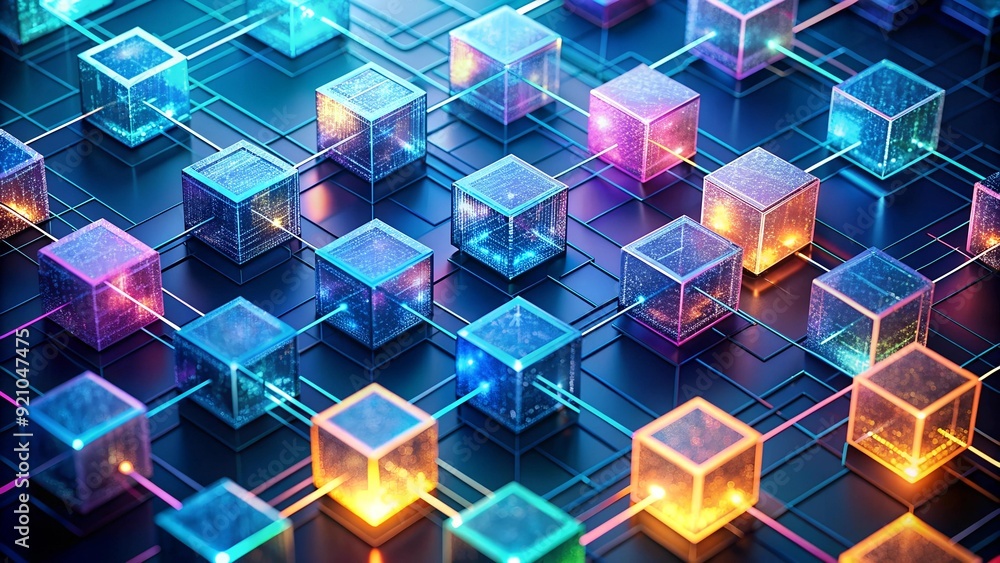 Poster blockchain network: a symphony of connected cubes generative ai