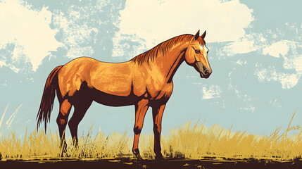 Brown horse illustration, animal design background