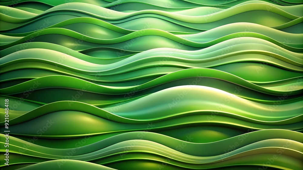 Aufkleber abstract green waves: a serene and textured background generative ai