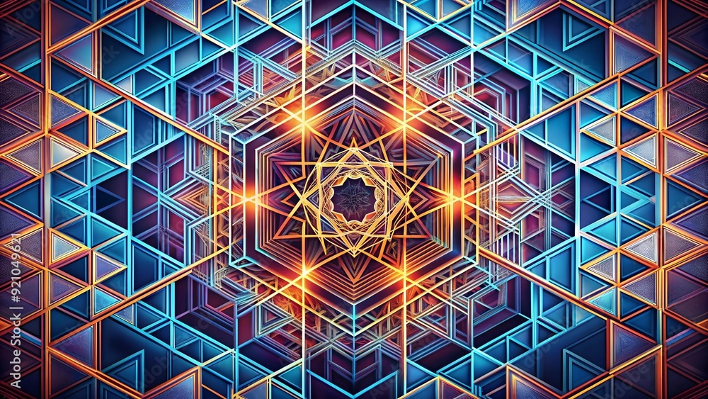Aufkleber abstract geometric pattern: interlacing lines and shapes ai generated