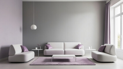 purple living room interior decorated. home decor concept