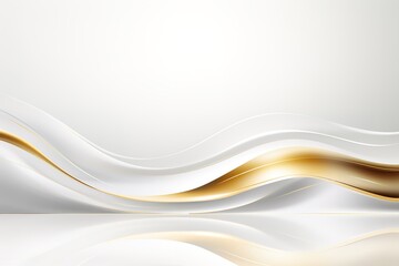 Abstract background with white and gold waves.