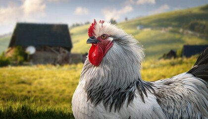 Naklejka premium A huge, grey-spotted Brahma chicken