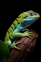 Fototapeta premium Vivid Lizard on Branch - Wildlife Portrait