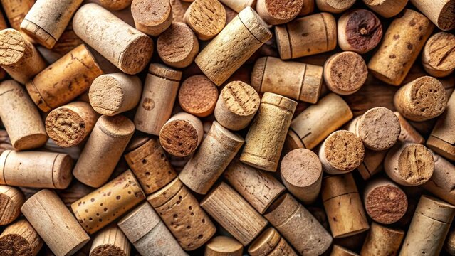 Rustic Charm: A Collection of Natural Wine Corks for Bottle Sealing and Craft Projects  Generative AI