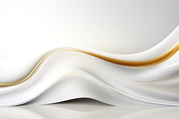 Abstract background with white and gold wavy lines.