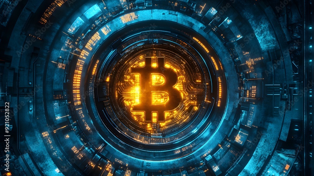 Sticker 19. a high-tech lock screen featuring bitcoin security features