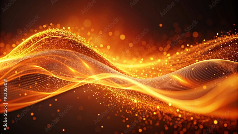 Poster dynamic orange wave with ethereal glowing particles for cutting-edge presentations generative ai
