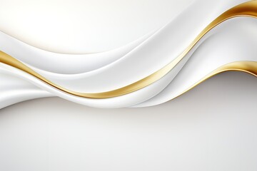 Abstract background with white and gold wavy lines.
