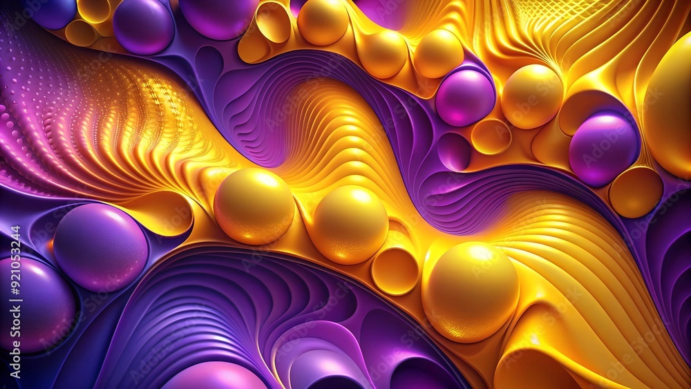Poster abstract forms dancing in the wind: a captivating blend of yellow and purple generative ai