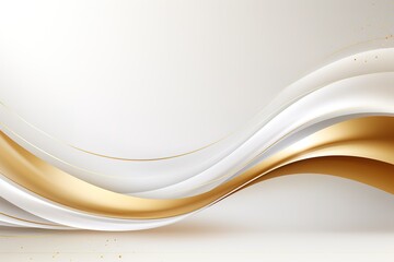Abstract background with white and gold wavy lines.
