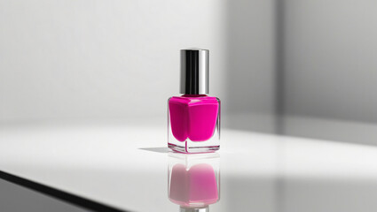 Pink Nail Polish Bottles on White Background