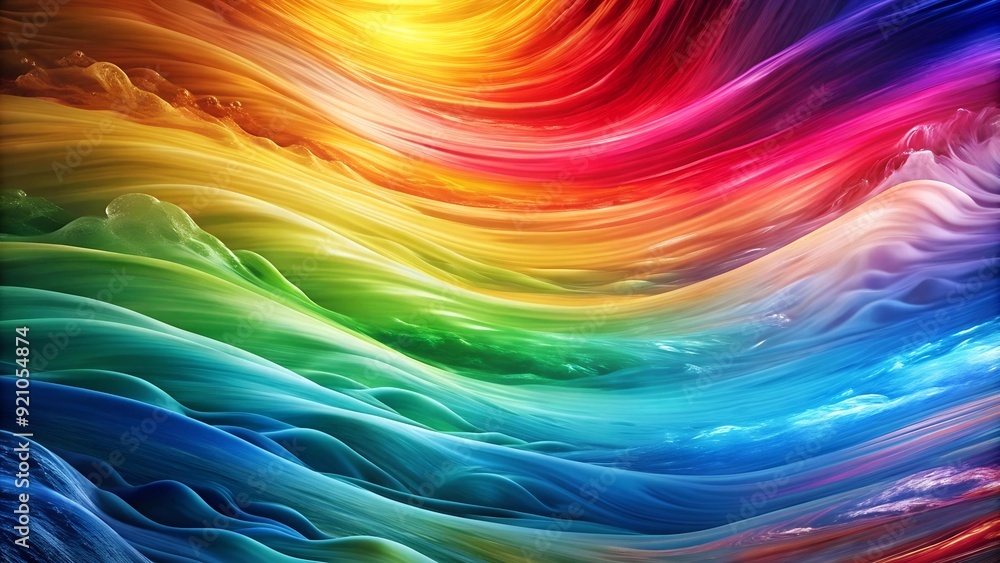 Poster a close-up exploration of the vibrant rainbow palette on a canvas of abstract shapes generative ai