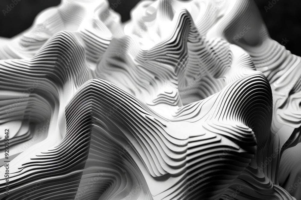 Poster a captivating abstract swirl in black and white, showcasing a blend of contrasting colors in a fluid
