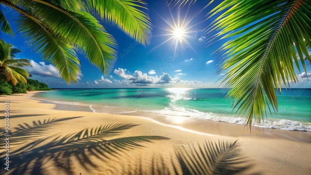 Poster sun-drenched sands and emerald shadows generative ai