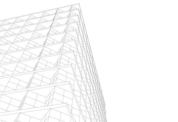modern building architecture 3d illustration