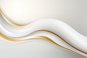 Abstract background with white and gold wavy lines.
