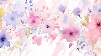 Beautiful watercolor floral design with pastel colors and delicate flowers on a light background.