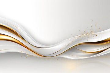 Obraz premium Abstract background with white and golden flowing waves.