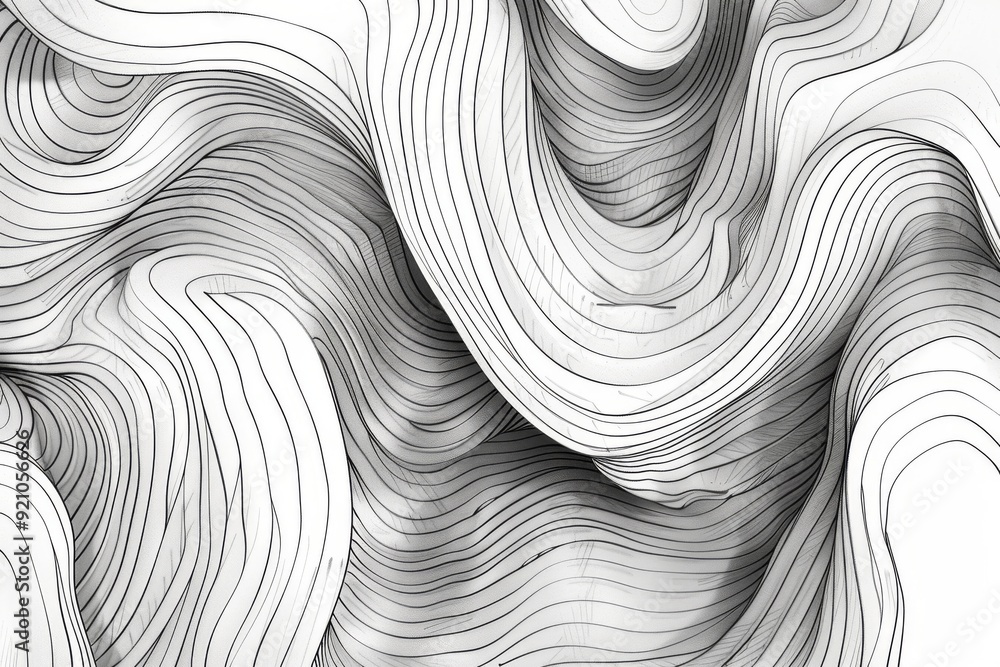 Poster organically flowing lines that create movement, an abstract representation of a swirling motion in b