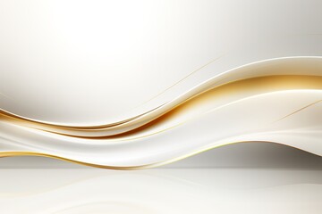Abstract background with white and golden waves.