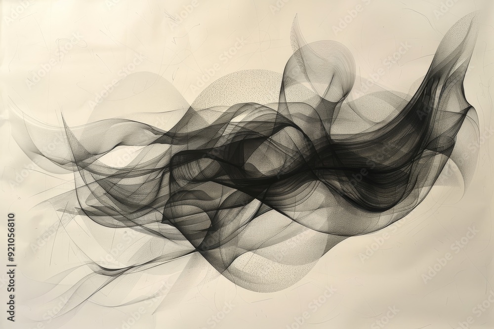 Poster a captivating abstract swirl in black and white, showcasing a blend of contrasting colors in a fluid