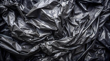 A Macro View of Plastic's Impermanence: The Detailed Anatomy of a Crumpled Black Bag  Generative AI