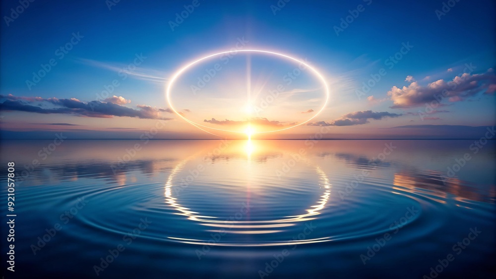 Aufkleber celestial reflection: a circle of water generative ai