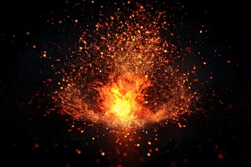 Fire embers particles over a black background. Fire sparks background. Abstract dark glitter fire particles lights.  Fire sparks background. Abstract dark glitter fire particles lights.