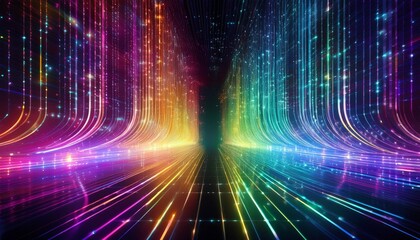 レインボーの光のトンネル背景_02