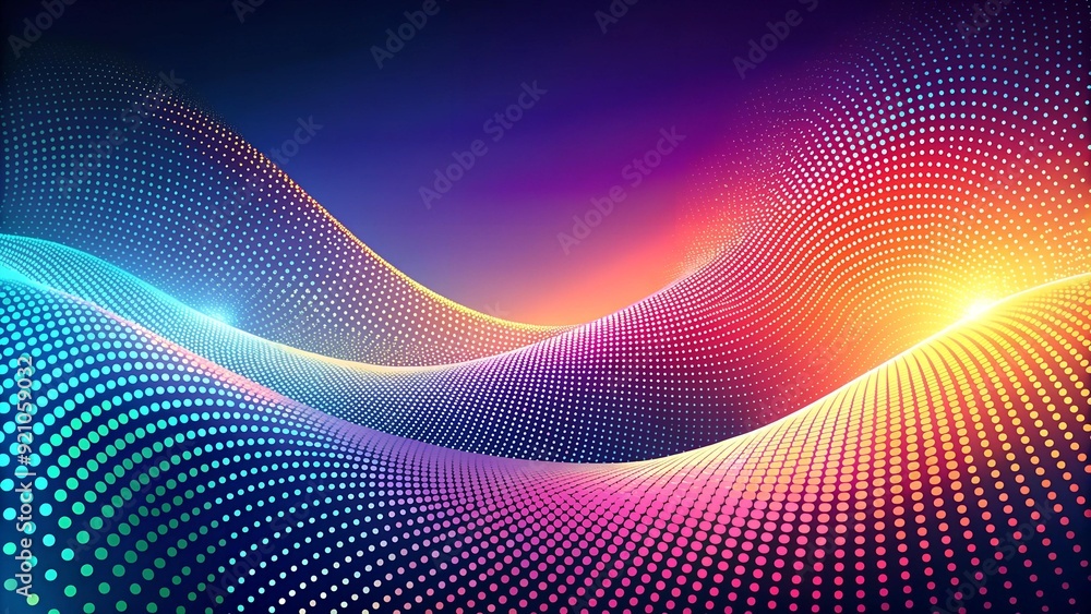 Poster abstract halftone dreamscape: a journey through dotted curves generative ai