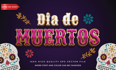 Editable dia de muertos text effect