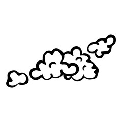 Clouds of dust hand drawn doodle. Sweeping floors. House cleaning. Laundry room. Vector outline line art illustration.